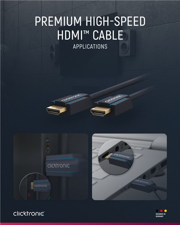 Clicktronic Premium High Speed HDMI™ kabelis su Ethernet palaikymu (0.5-20m)