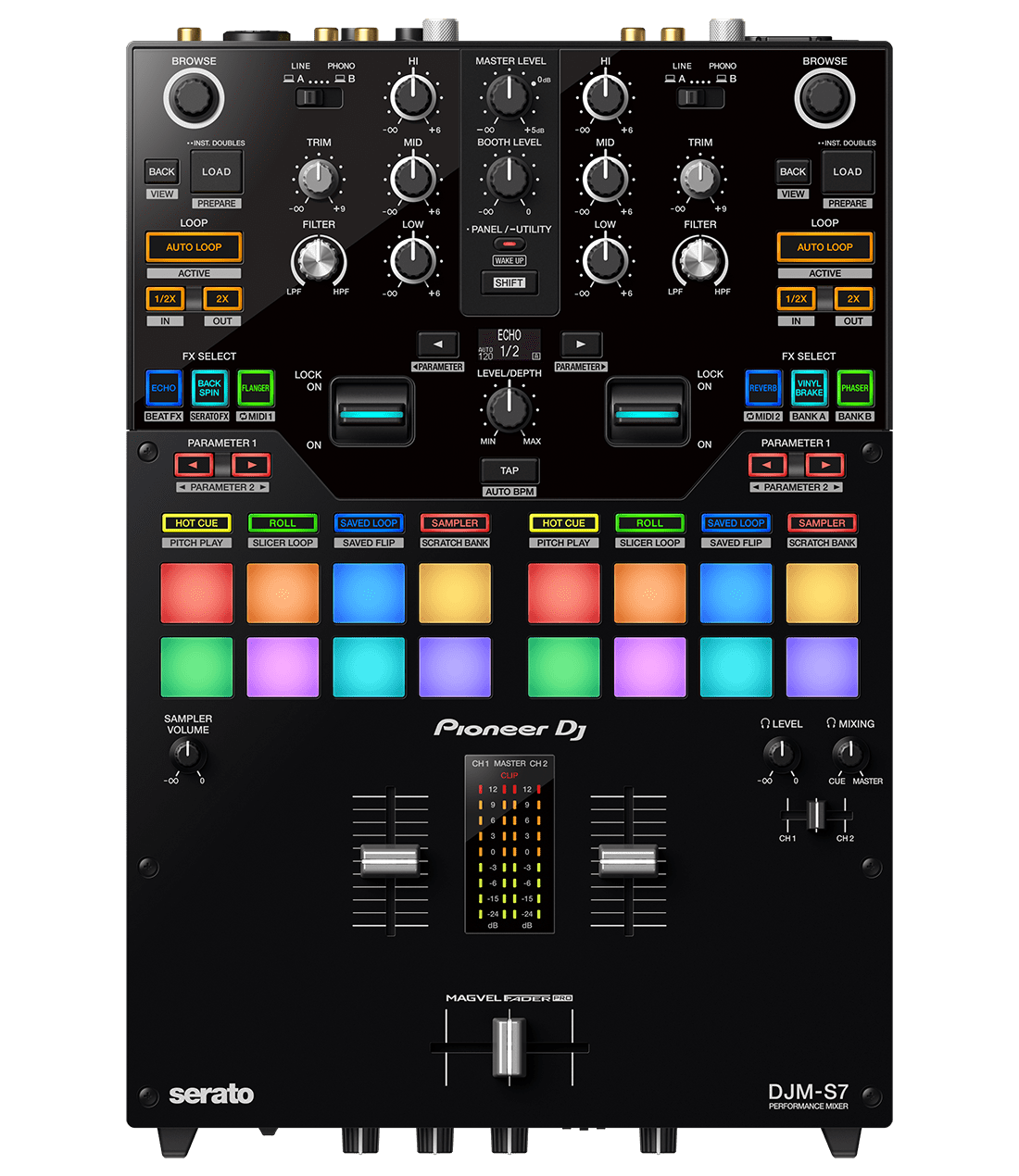 PIONEER DJM-S7, 2 kanalų, Scratch stiliaus mikšerinis pultas