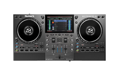 Numark Mixstream Pro Go, baterija maitinamas  DJ valdiklis su Amazon Music