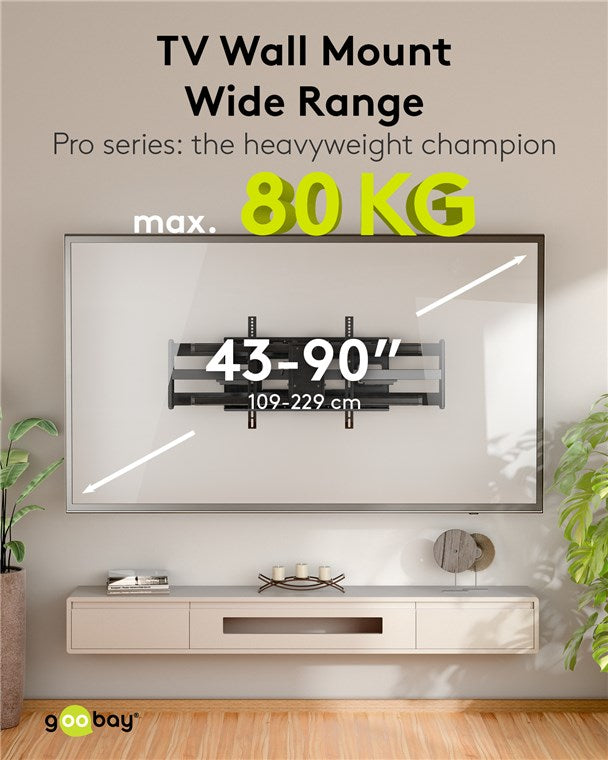 Goobay Wide Range TV Wall Mount Pro FULLMOTION (XL), televizoriaus sieninis laikiklis