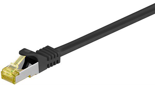 GOOBAY RJ45 Patch Cord CAT 6A S/FTP (PiMF), 15 m, juodas plokščias tinklo kabelis