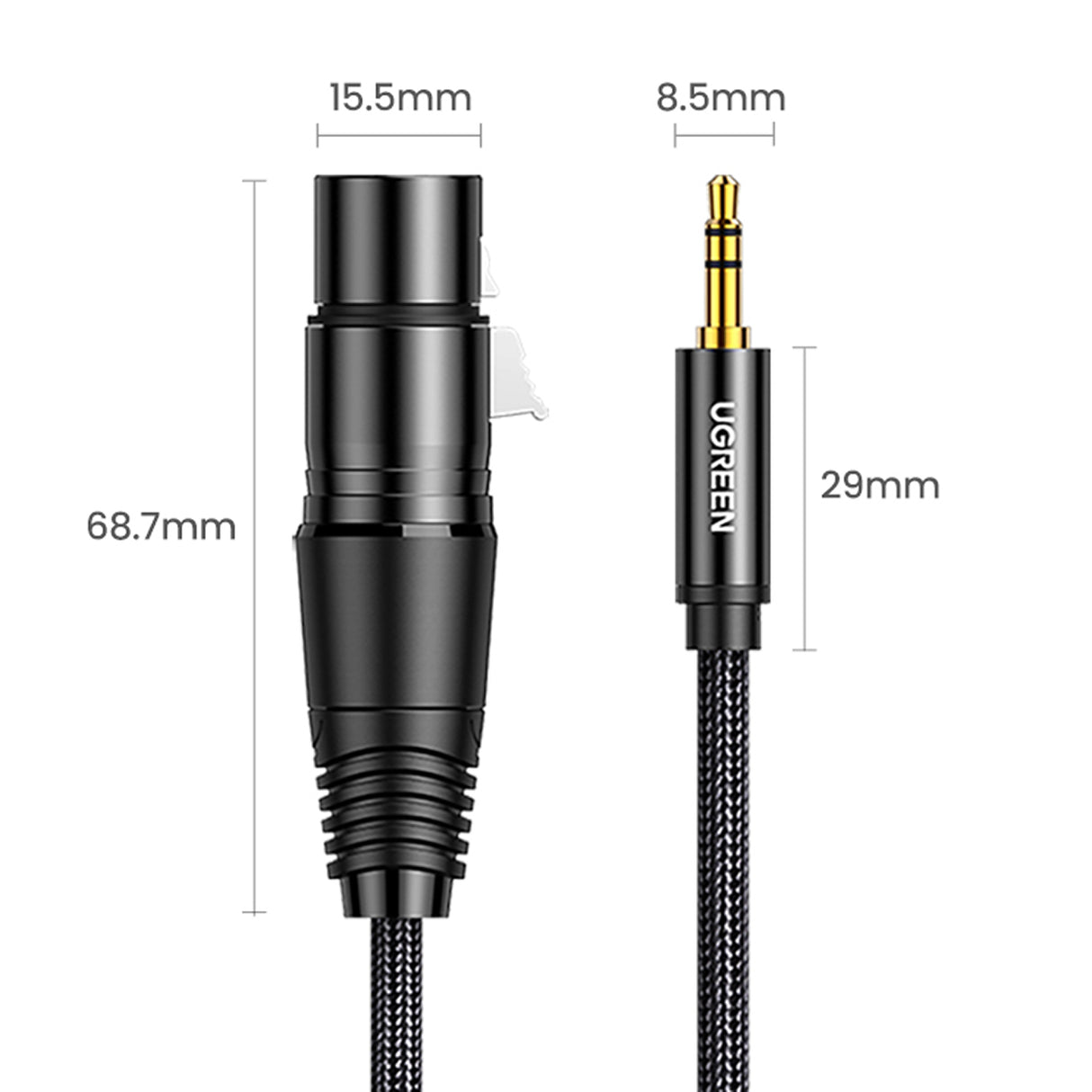 UGREEN AV182, (1 m.) XLR-3.5mm kabelis-adapteris