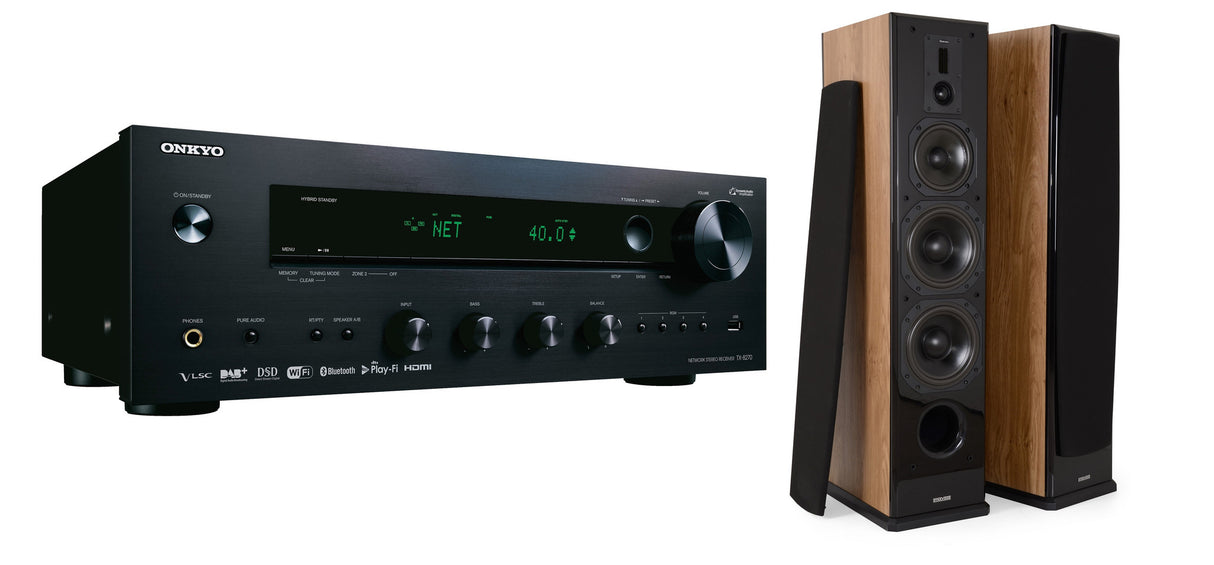 Stereo komplektas - stiprintuvas ONKYO TX-8270, su kolonėlėm Dynavoice Definition DF-8 Stereo Stereo AUTOGARSAS.LT